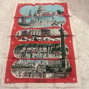 Linen London Town Scene Pure Linen Tea Towel Vintage Made in Ireland